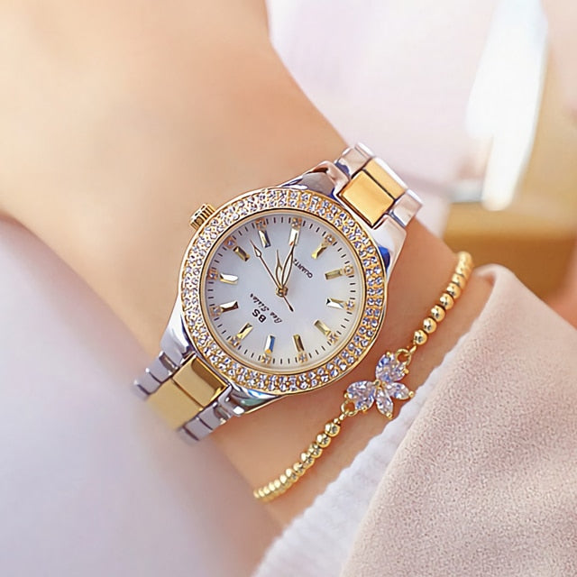 2023 Ladies Wrist Watches Dress Gold Watch Women Crystal Diamond Watches Stainless Steel Silver Clock Women Montre Femme 2022