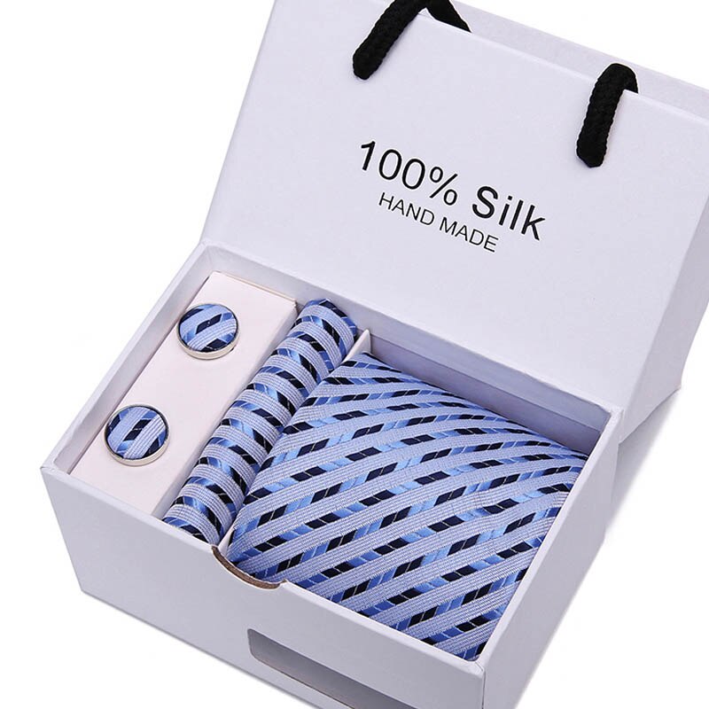 Joy alice New Men's Tie Hanky Cufflinks Set With Gift Box Red polka dot Fashion Ties For Men Wedding Business Party Groom SB43