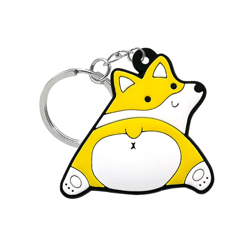 kids 1pcs PVC key ring cute animal Cartoon Keychain Lovely Mini dog frog cat shape Key holder fit women men kids keys accessories