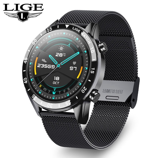 LIGE New Stainless Steel Digital Watch Men Sport Watches Electronic LED Male Wrist Watch For Men Clock Waterproof Bluetooth Hour