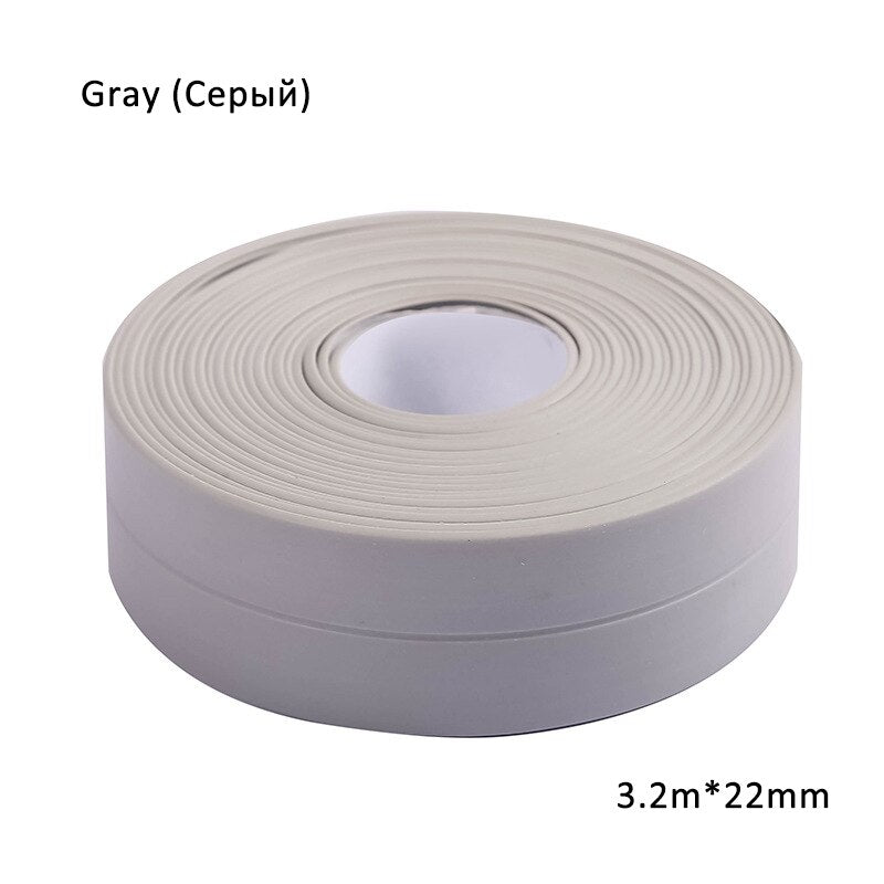 3.2mx38mm 22mm Windows Bath Tape Sealing Strip Pvc Kitchen Waterproof Wall Sticker Self-adhesive Seam Toilet Corner Tape Sealant