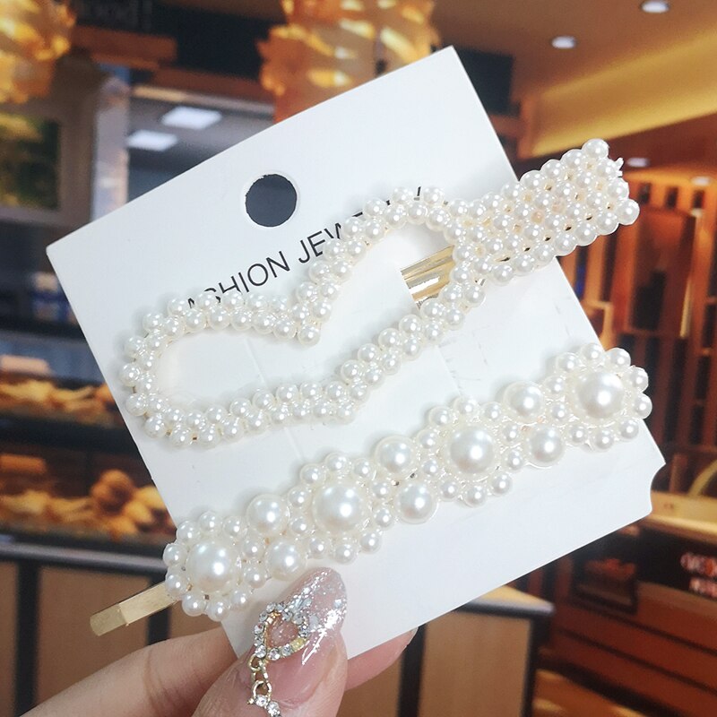 Korea Shiny Crystal Hair Clip Set Fashion Hair Accessories 2022 Trend For Women Girl Pearl Rhinestone Hairpin Side Clip For Hair