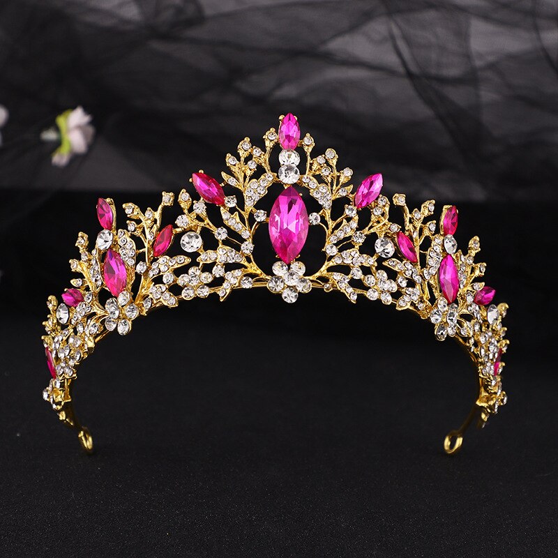 Baroque Luxury Rhinestone Beads Heart Bridal Tiaras Crown Silver Plated Crystal Diadem Crowns Headband Wedding Hair Accessories