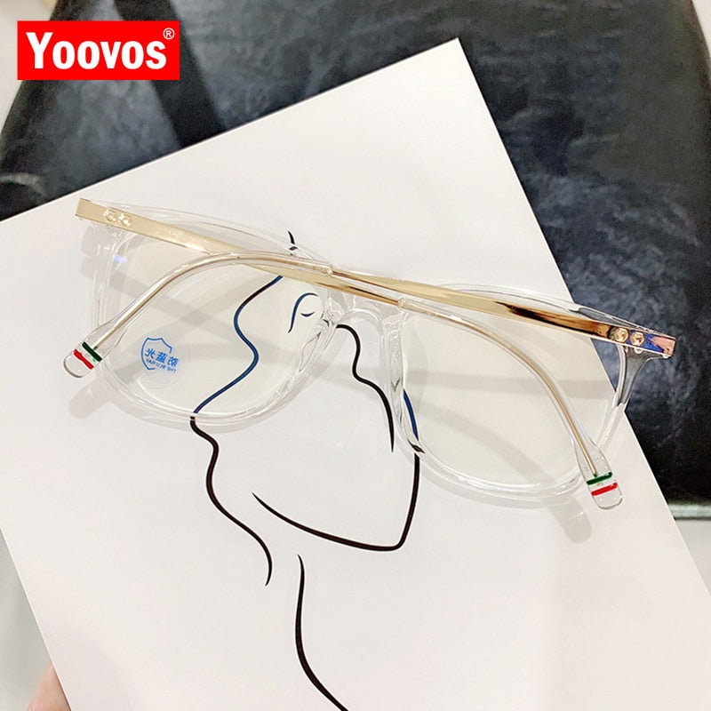 Yoovos 2023 Women Glasses Frame Luxury Eyewear For Women Anti Blue Light Glasses Optics Brand Designer Eyeglasses Frame Women