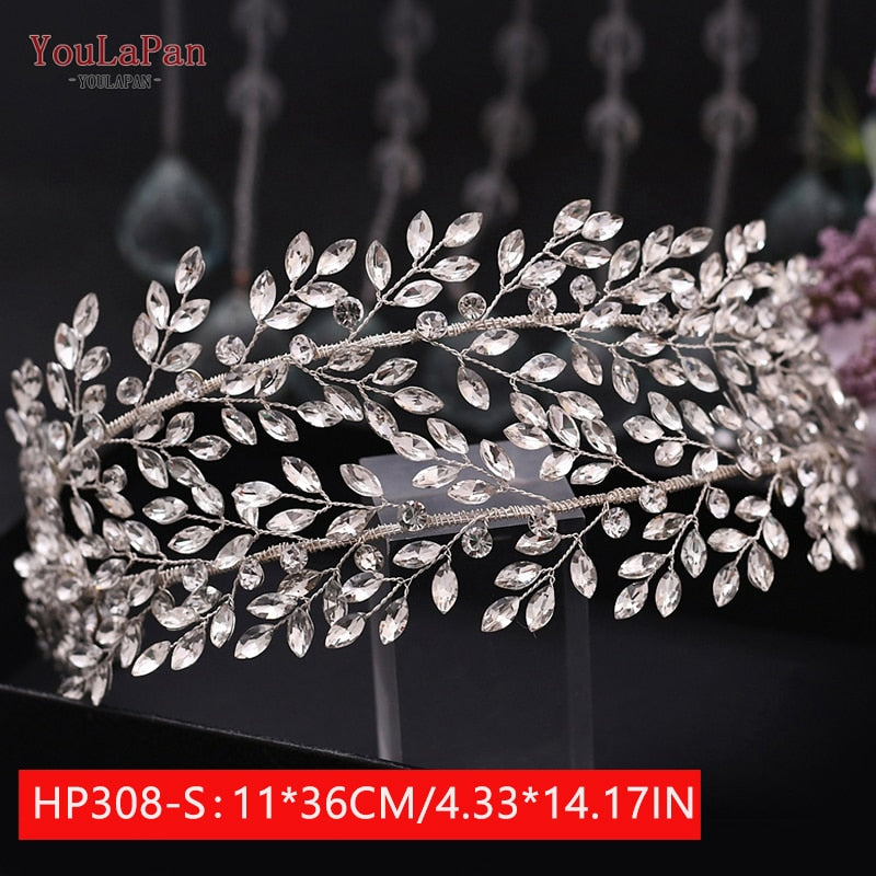 YouLaPan HP240 Luxury Bridal Crown Wedding Hair Accessories Bridal Tiara and Headdress Rhinestone Headband for Women Headpiece