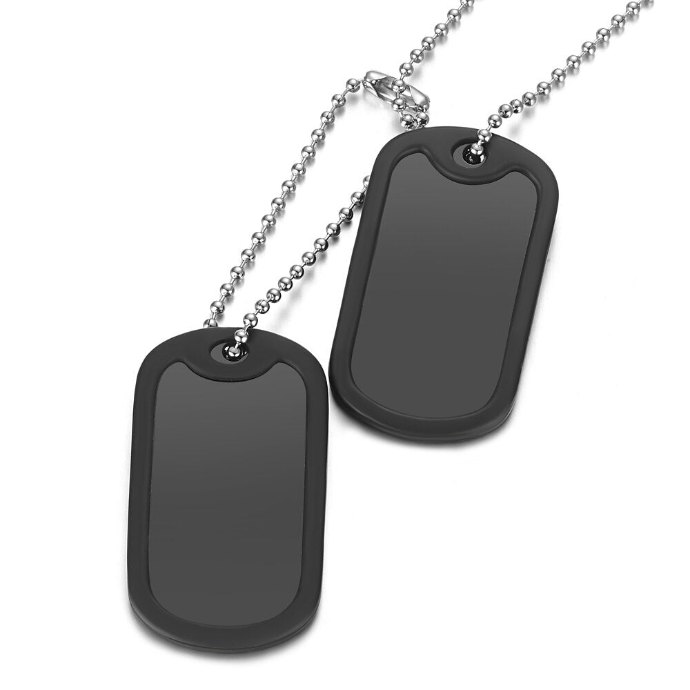 Personalized Necklaces DIY Stainless Steel Dog Army Tag Custom Engraved Name ID Photo Pendants Long Chain Military Style Jewelry