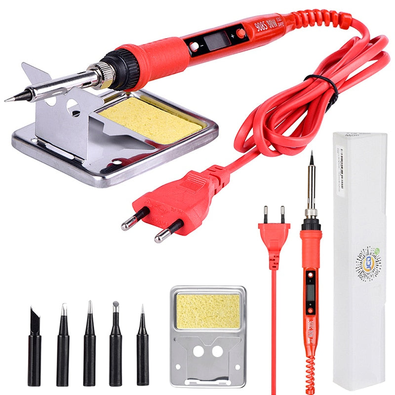 JCD Soldering iron kit adjustable temperature 220V 80W LCD solder welding tools Ceramic heater soldering tips Desoldering Pump