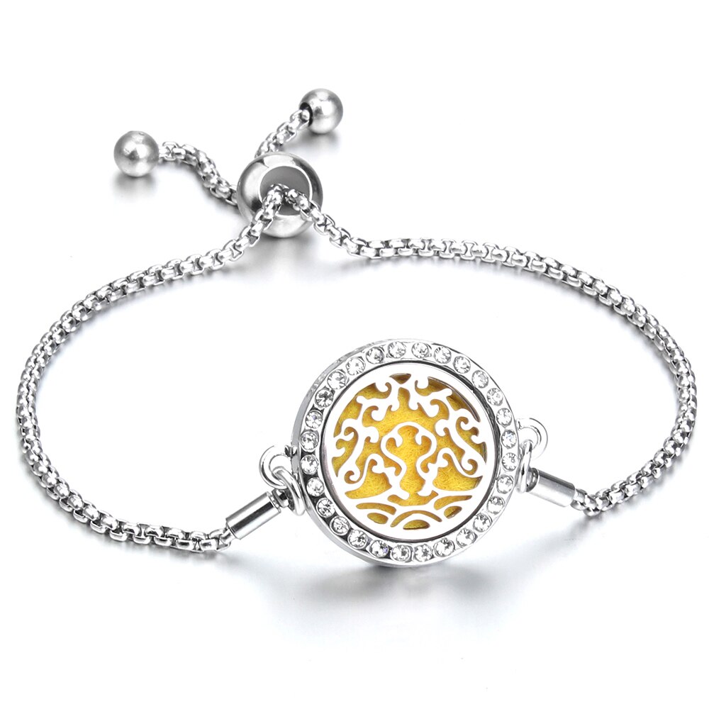 Aromatherapy Bracelet Essential Oil Diffuser Locket Tree of Life Adjustable Perfume Bracelet Crystal Magnetic Bracelet for Women