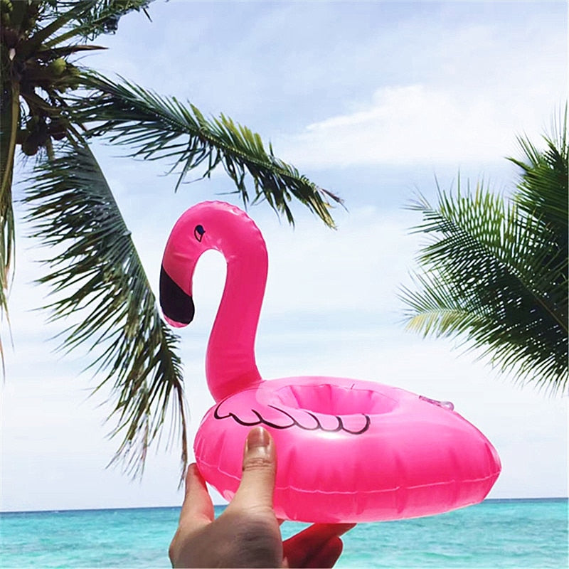 Tropical Flamingo Party Decoration Float Inflatable Drink Cup Holder Garden Pool Hawaii Party Hawaiian Toy Event Party Supplies