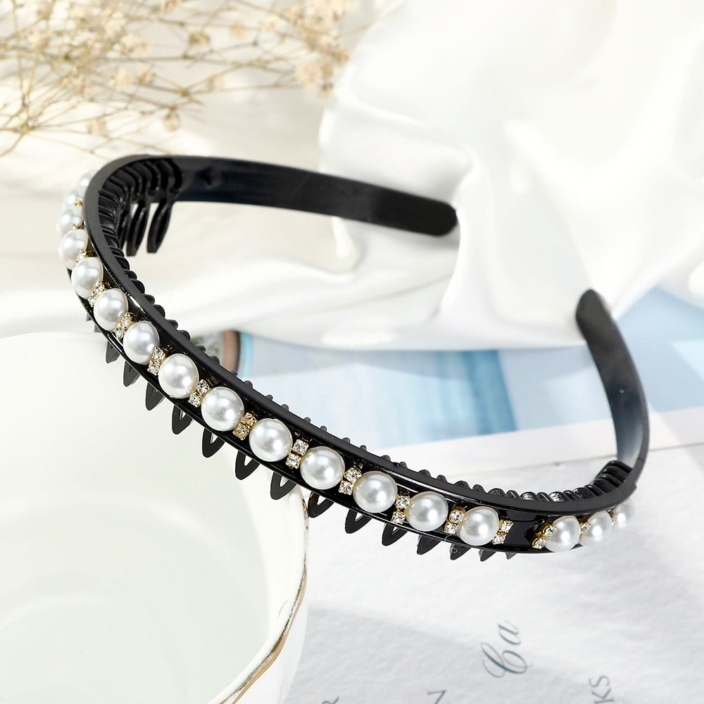 AWAYTR Hairbands Non-slip Bezel Colorful Rhinestone Flower Water Ripple Hair Hoop Headband for Women Hair Band Hair Accessories