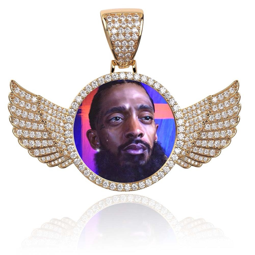 D&amp;Z Custom Photo Memory Medallions Solid Pendant With Tennis Chain Hip Hop Jewelry Personalized Cubic Zircon Chains Gift