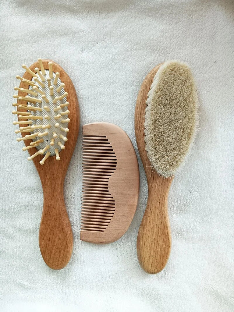 Custom Name Baby Bathing Comb Baby Care Hair Brush Pure Natural Wool Wood Comb Newborn Massager Baby Shower and Registry Gift