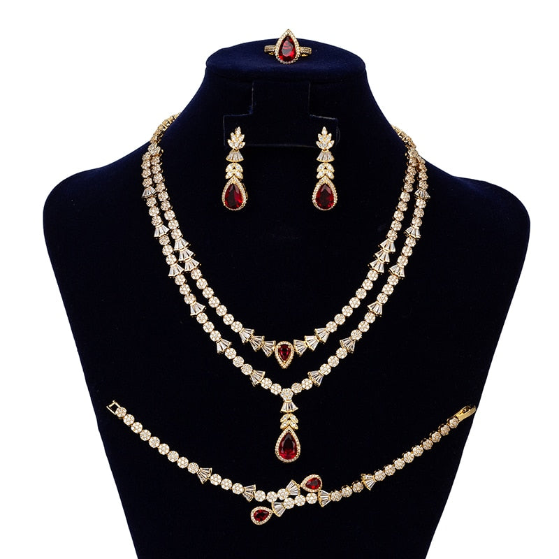 Jewelry Set HADIYANA Fashion Gorgeous Necklace Earrings Ring Bracelet Set For Women Party Gift Wedding CNY0055 Femme Jewelry