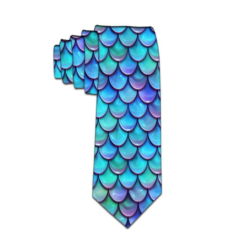 Mermaid Neckties For man Fashion 8cm Slim Novelty Classic 3D Printed Ties Party Business Accessories corbatas divertidas