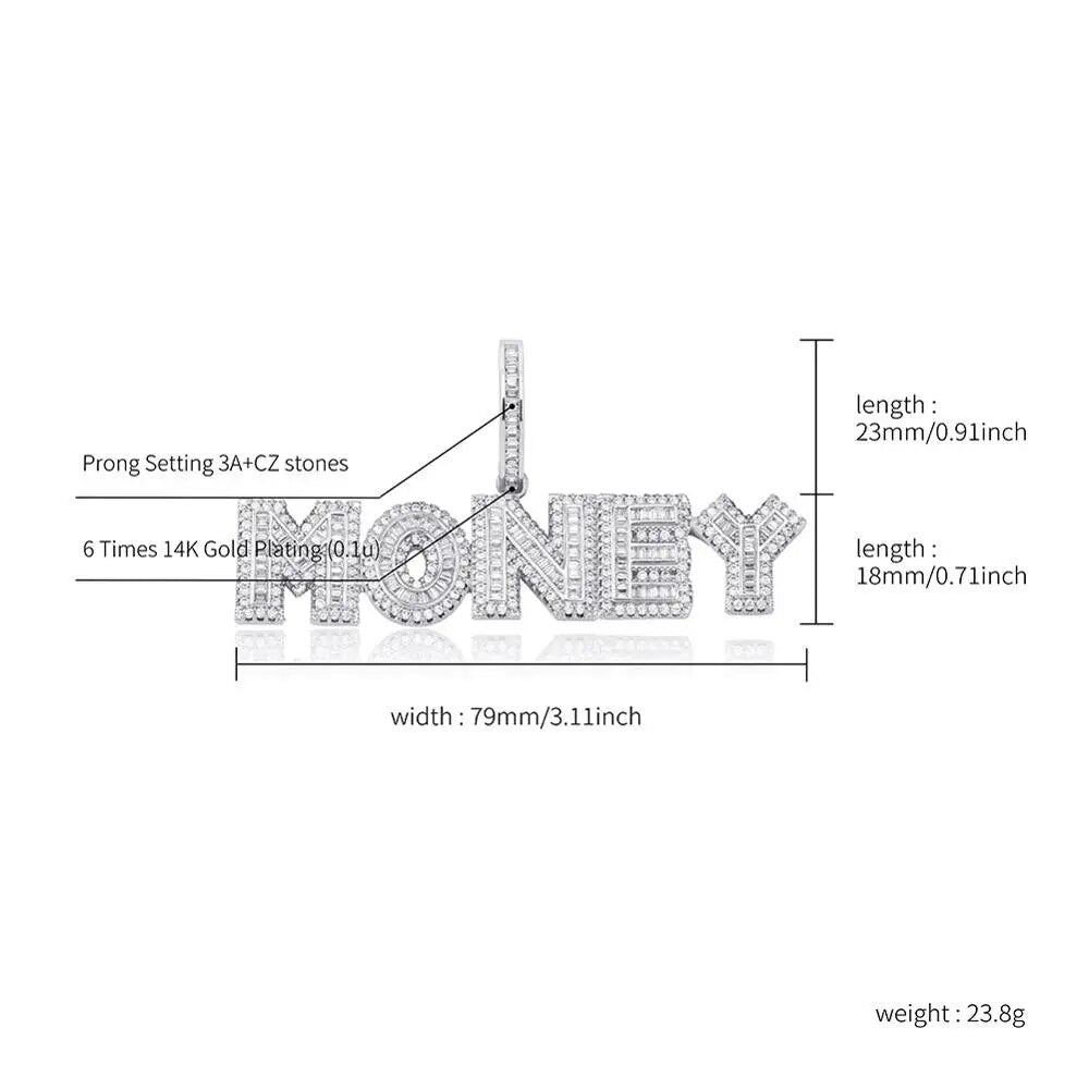 TOPGRILLZ Custom Name Iced Out Zirconia Letters Pendant Necklace Bling Cubic zirconia Pendant Hip Hop Fashion Jewelry For Gift