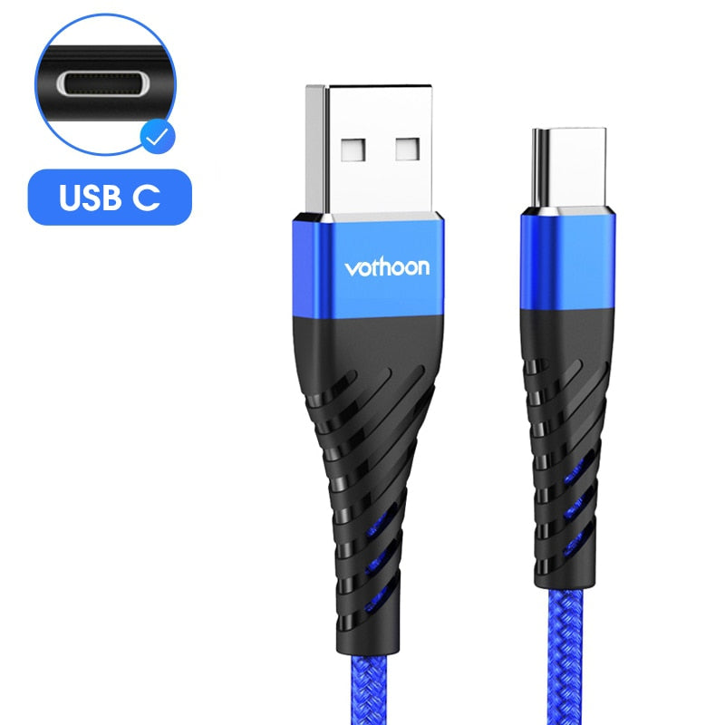 Vothoon USB Type C Cable for Samsung Xiaomi Huawei 3A Fast Charging USB C Cable Mobile Phone Charger USBC Type C Data Wire Cord