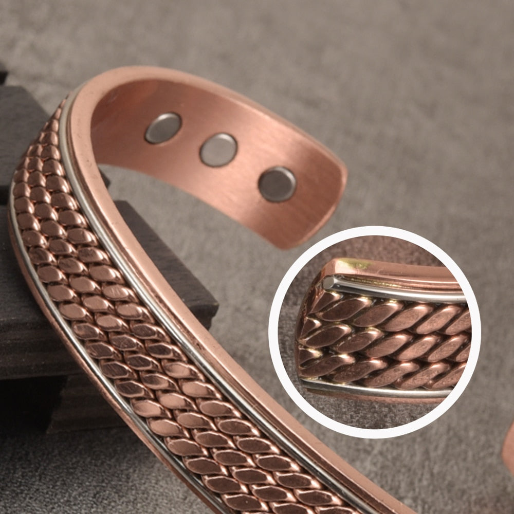 Twisted Pure Copper Bracelets Men Health Energy Magnetic Bracelet Benefits Men Adjustable Cuff Bracelets Bangles Health Copper