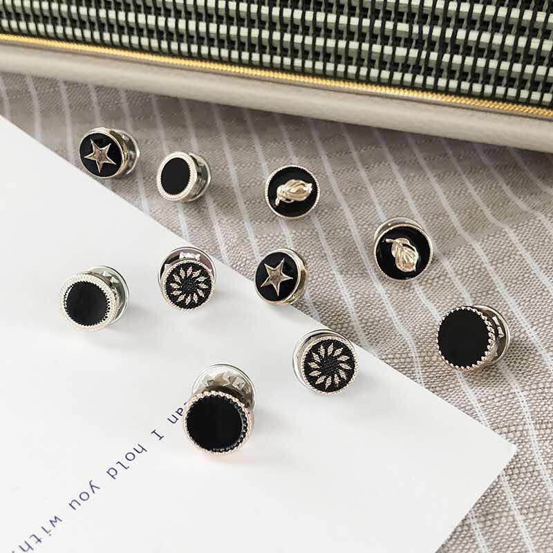 10 Pieces Button Brooch Set Imitation Pearl Rhinestones Pin Coat Clothes Accessories Gift Prevent Exposure Different Design Brooches for Women such as Flower, Pearl, Ribbon