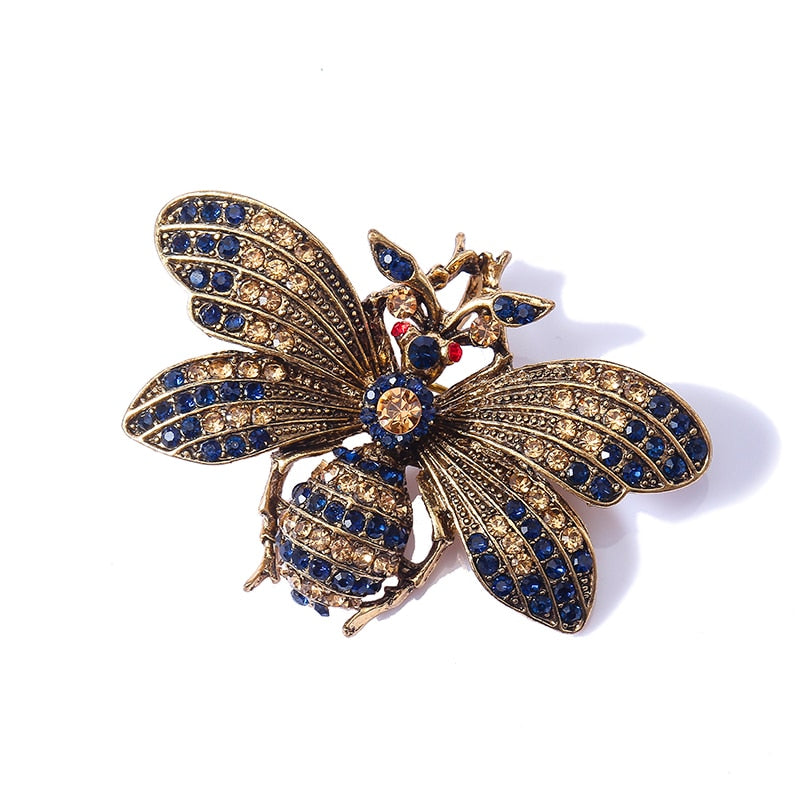 Morkopela Rhinestone Bee Brooch Insect Brooches For Women Men Vintage Metal Pin Scarf Clip Clothes Accessories