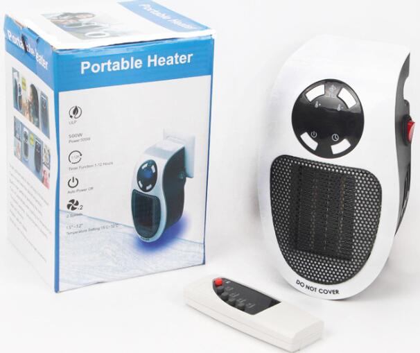 Portable Electric Heater 500W Safe Quiet Ceramic Fan Heater Plug In Air Warmer Wall-mounted Led Heater 220V Stove Radiator Warm