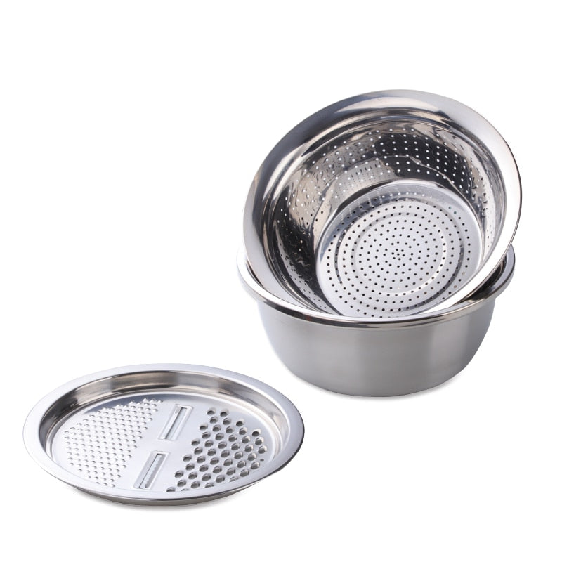 Kitchen Tool Stainless Steel Drain Pot Strainer Basket Vegetable Slicer Food Chopper Vegetable Cutter Grater Kitchen Accessories