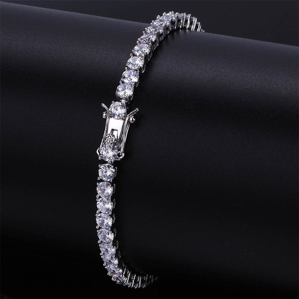 Brass Tennis Bracelet AAA CZ 3mm 4mm 5mm 1 Row Cubic Zirconia Gold Silver Color Bracelet for Men Women Iced Out Hip Hop Jewelry