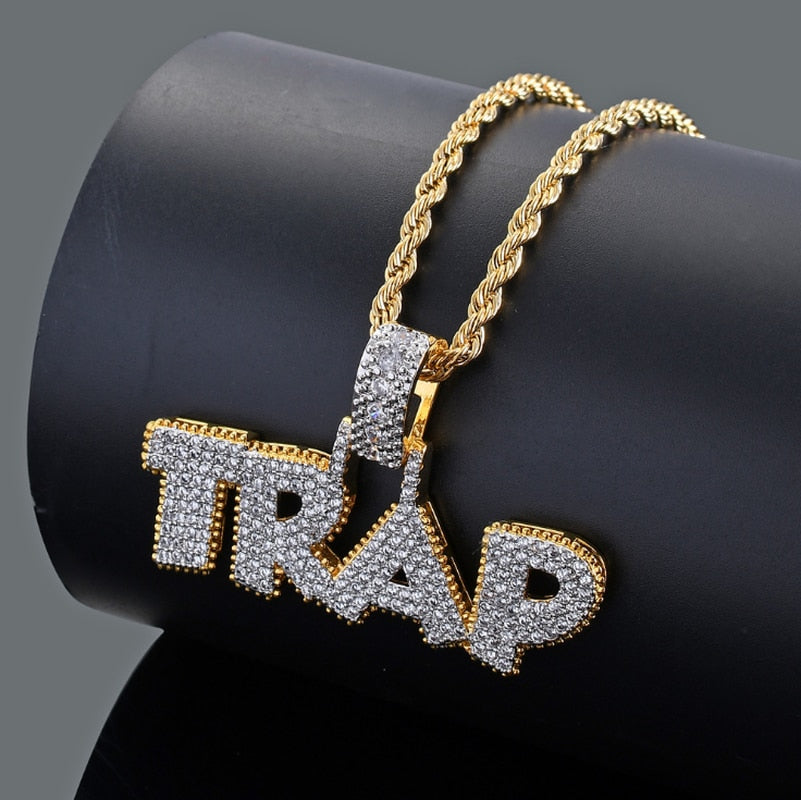 Hip Hop Men and Women Cubic Zircon MBM Letter Pendant Iced Out Full  Necklace Jewelry Gift