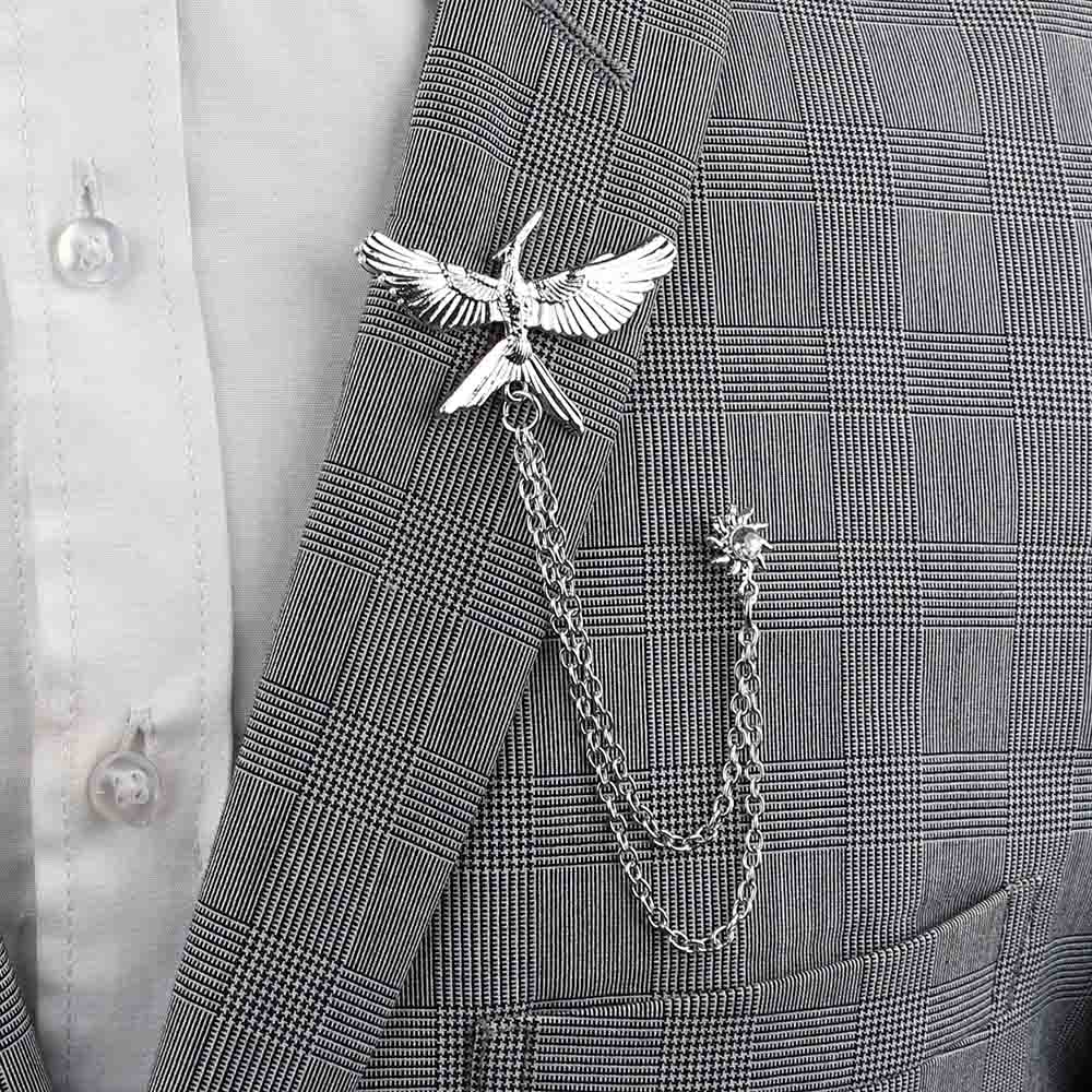 New Men Women Shirt Collar Tassel Chain Lapel Pin Brooch Dragon Eagle Deer Head Wings Badge Retro Unisex Jewelry Accessories