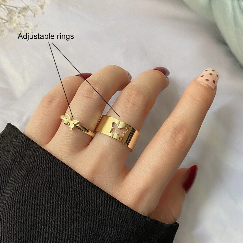 Women Twist Pearl Pearl Rings Set Fashion Geometric Hollow Crystal Ring For Women Heart Joint Rings Boho Jewelr Accessories