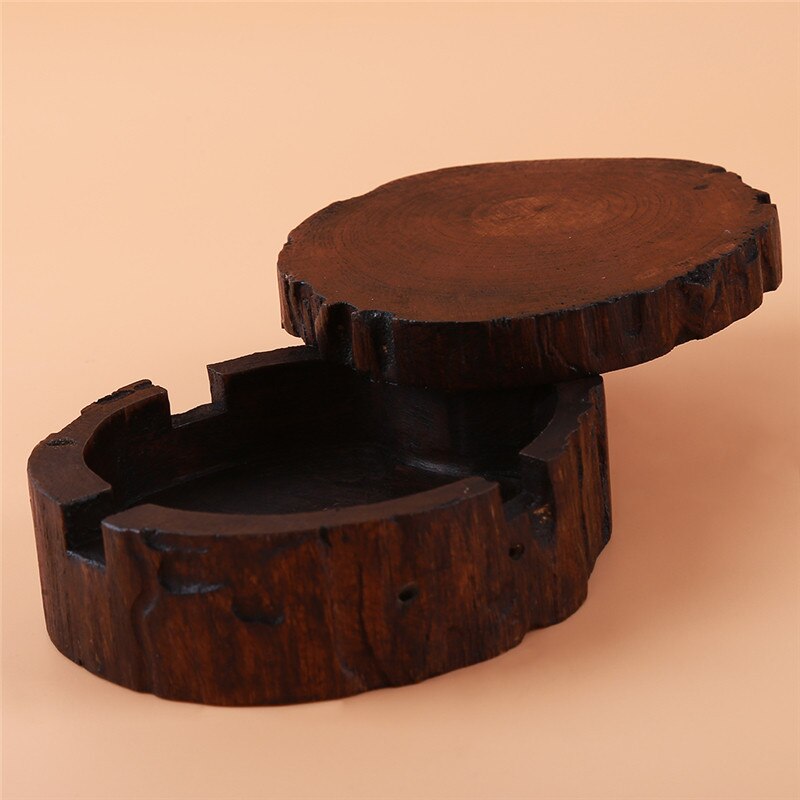 Crative Fashion Hot Selling Wood Color Southeast Asia Features Solid Wood Ashtray Personality Wooden With Lid Ashtray