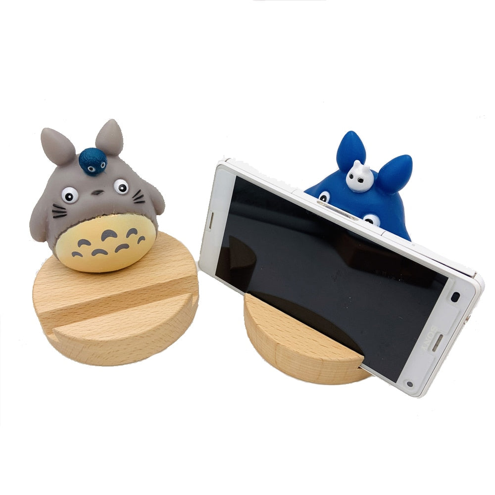 Totoro Universal Wooden Phone Holder for iPhone 11 Pro Max X XS Mobile Phone Bracket For Samsung S10 9 Tablet Stand Desk Phone