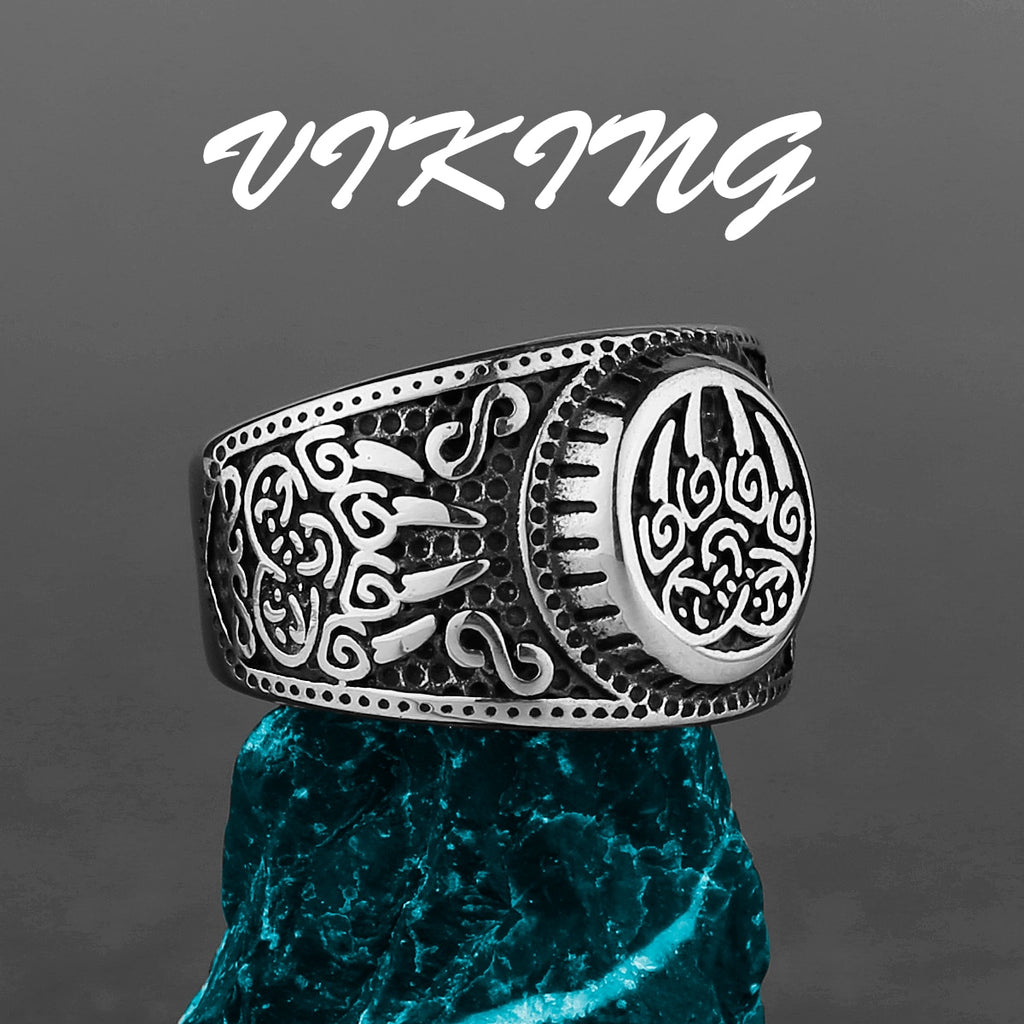 Men Nordic Viking Stainless Steel Ring Anchor Compass Tree of Life Viking Rune Wolf Men and Women Ring Jewelry Factory Wholesale