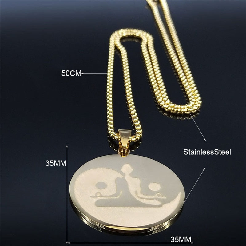 2023  Tai Chi Yin Yang Gossip Stainless Steel Necklace for Men/Women Gold Color Statement Necklace Jewelry cadena hombre N4240S0
