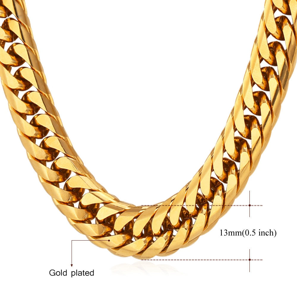 U7 Stainless Steel Chunky Thick Miami Cuban Chain Necklace 6/9/13mm 14-30inches Simple Daily Jewelry