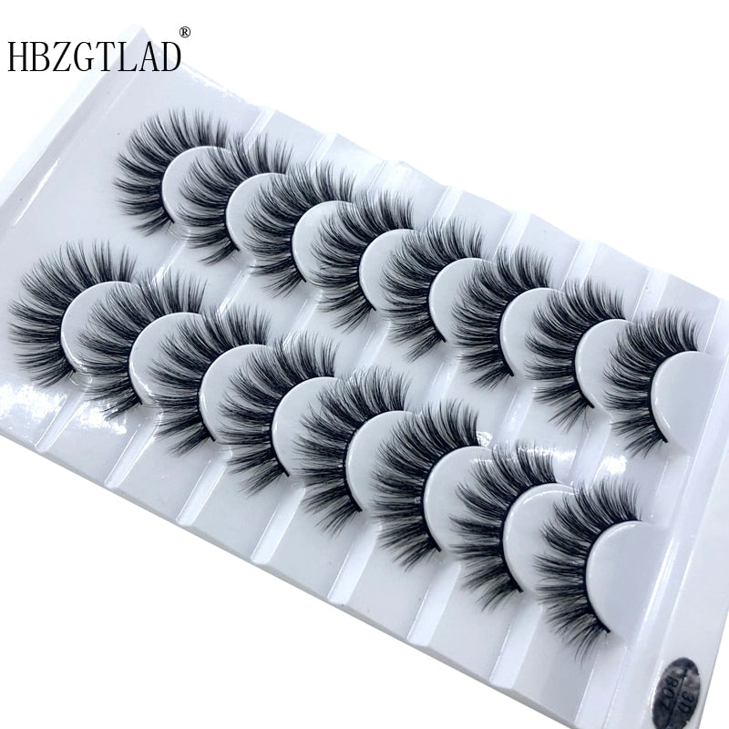 HBZGTLAD New 7/8 pairs 15-25mm natural 3D false eyelashes fake lashes makeup kit Mink Lashes extension mink eyelashes maquiagem