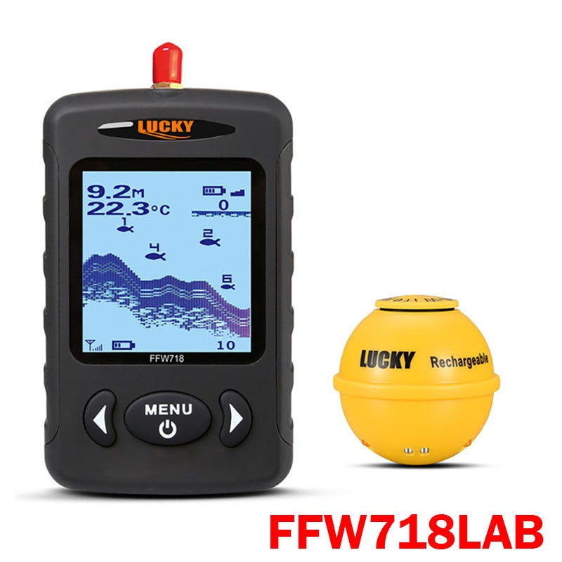 LUCKY Rechargeable Fish Finder FF1108-1CWLA Wireless Sonar Sensor Fishing Finder Color Display Max 45M Water Depth