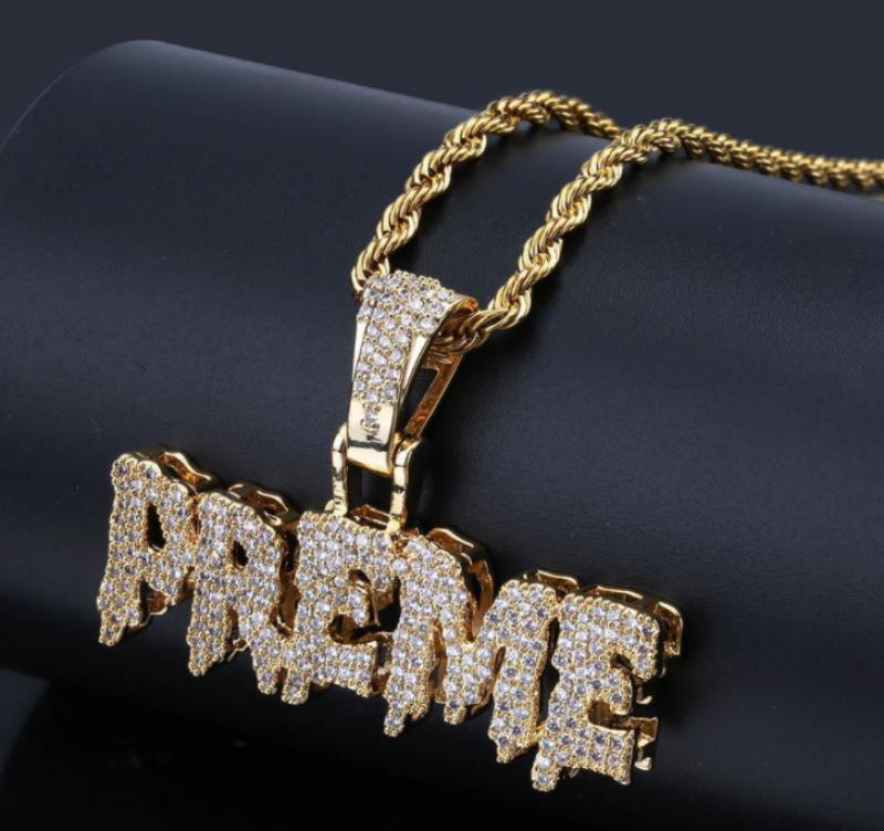 Hip Hop Men and Women Cubic Zircon MBM Letter Pendant Iced Out Full  Necklace Jewelry Gift