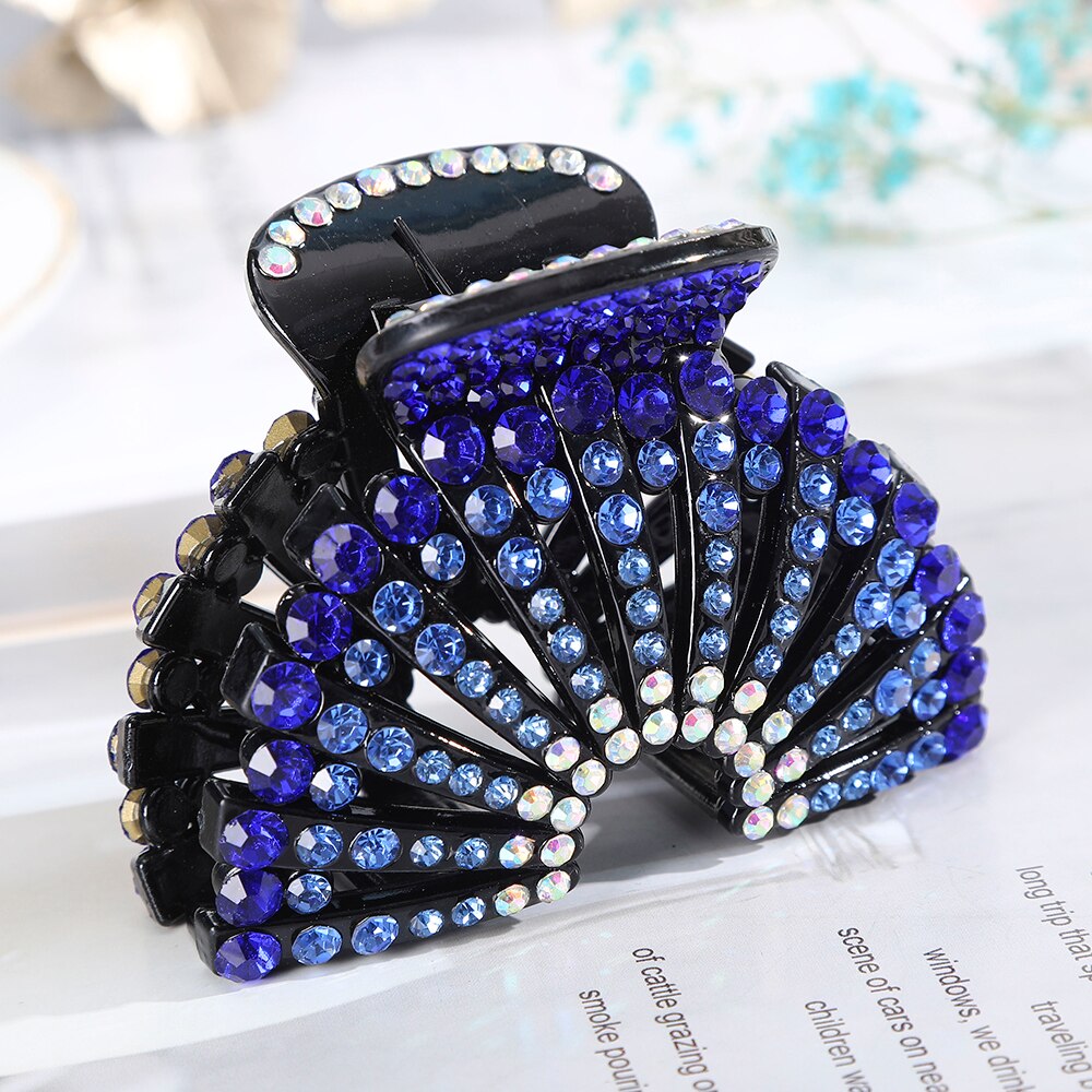 AWAYTR Large Size Women Vintage Rhinestone Hair Claw Crab Clips Crystal Clamps Hairpin Bow Knot Hair Clip Hair Accessories Girls