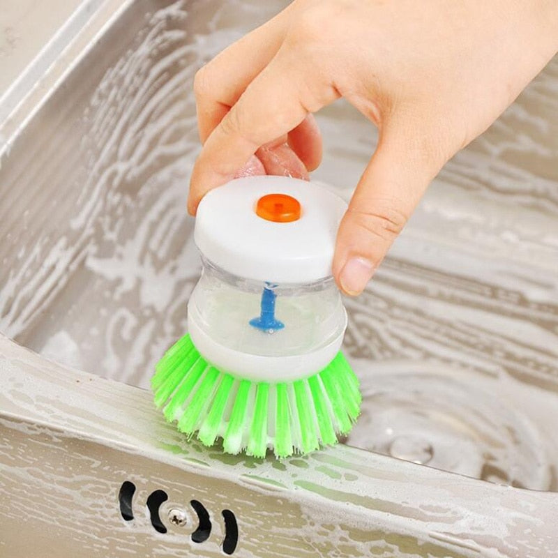 1Pc Automatic Liquid Cleaning Brush Washing Soap Dispenser Dish Cleaning Brushes Kitchen Accessories Gadgets Cleaning Tool