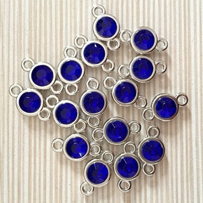 1 set of 12pcs Bright Birthstone Charms Silver color Acrylic charms measuring 11 mm by 19 mm for DIY Statement Necklace, Pendant, Anklet and Bracelet