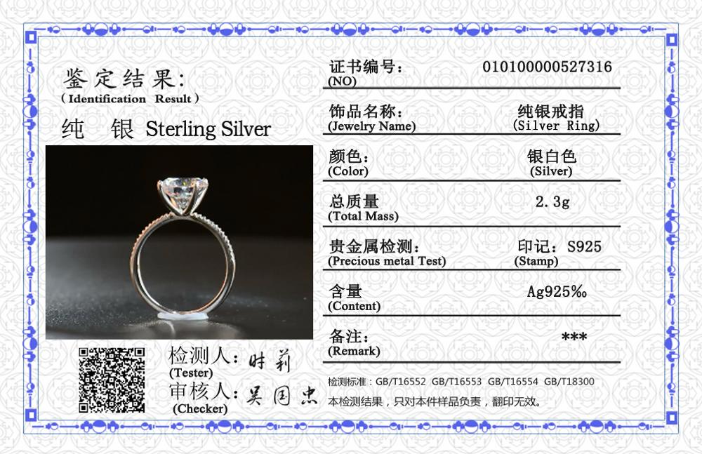 With Credentials Real Tibetan Silver Ring Luxury Big Solitaire 9mm 3.0ct Cubic Zircon Rings for Women Wedding Band Gift Jewelry