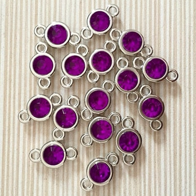 1 set of 12pcs Bright Birthstone Charms Silver color Acrylic charms measuring 11 mm by 19 mm for DIY Statement Necklace, Pendant, Anklet and Bracelet