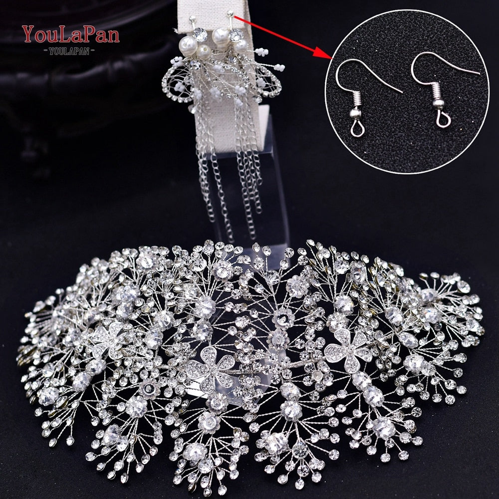 TOPQUEEN HP240 Golden Wedding Hair Jewelry Luxury Crystal Hair Ornaments Rhinestone Wedding Crown Woman Tiara Pageant Headband