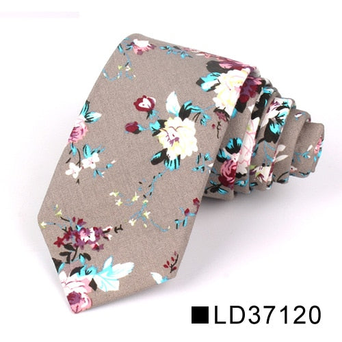 New Floral Tie For Men Women Skinny Cotton Neck Tie For Wedding Casual Mens Neckties Classic Suits Flower Print Neck Ties Cravat