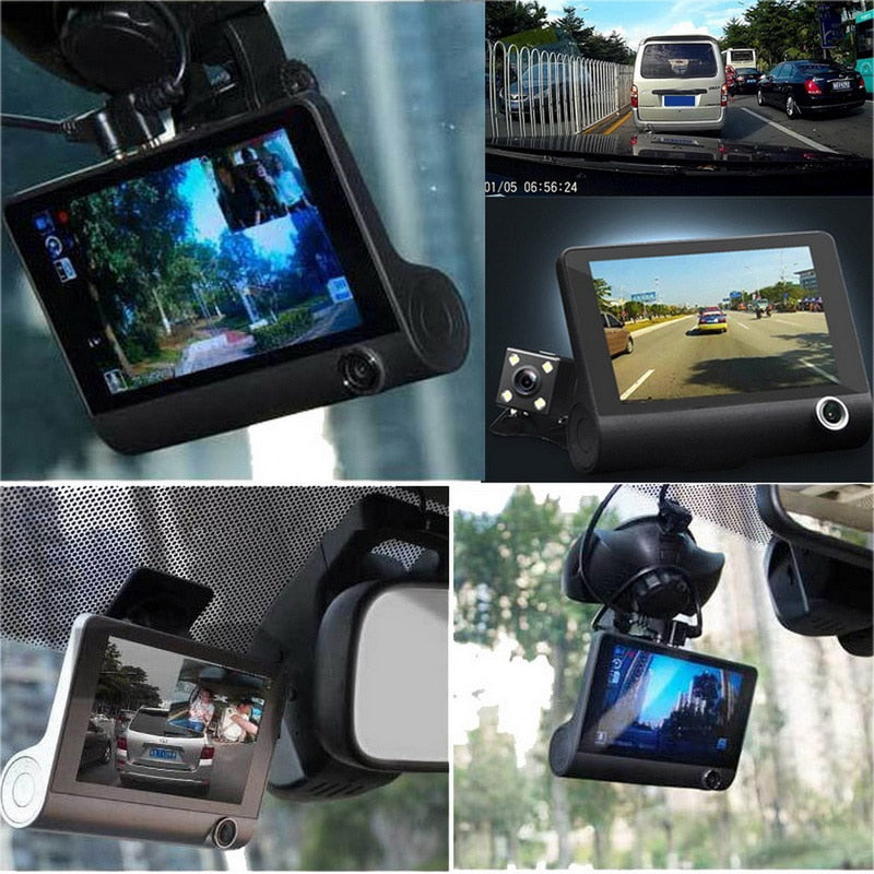 Car DVR 3 Cameras Full HD 1080P Dual Lens Car DVR Camera 4.0 inch LCD Screen with 170 Degree Rear View