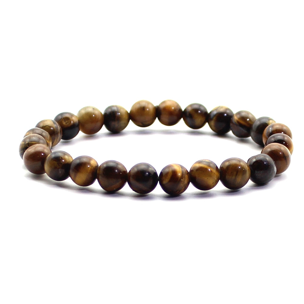 Nature Beaded Bracelet Men 8mm Natural Stone Lava Rock Tiger Eye Black Onyx Matte Healing Beads Stretch Charm Yoga Women Jewelry