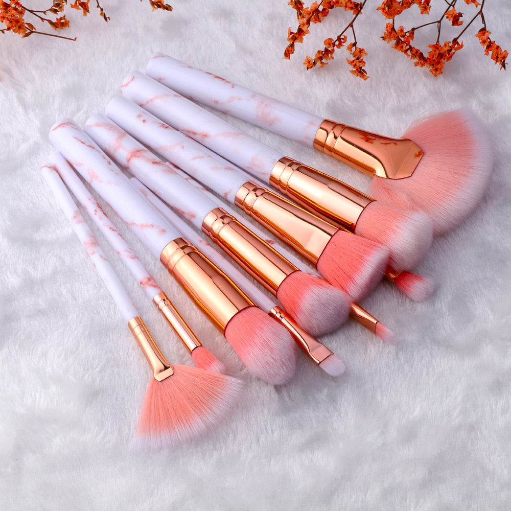 FLD Professional Makeup Brush Set Tools Powder Foundation Eyeshadow Lip Eyeliner Blush Marble Face Makeup Brushes