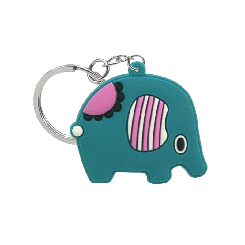 kids 1pcs PVC key ring cute animal Cartoon Keychain Lovely Mini dog frog cat shape Key holder fit women men kids keys accessories