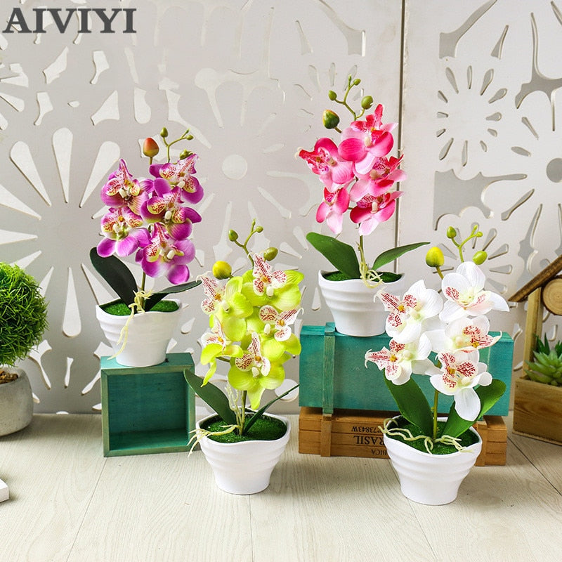 Five-headed Phalaenopsis Bonsai Creative Garden Decoration Artificial Potted Plants Magnolia Flower Artificial Flowers Orchid