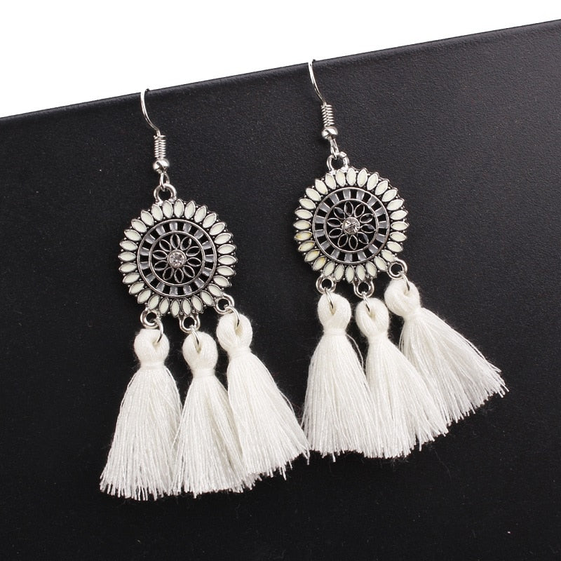 Exknl 25 Colors Tassel Earrings Women Long Fringe Statement Bohemian Drop Boho Hanging Dangle Earrings Accessories 2022